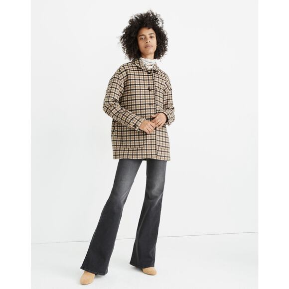 Madewell Plaid Shirt Jacket XS Wool Blend Cashmere Chore Coat Oversized Look